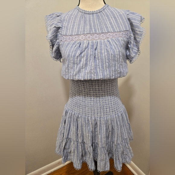 Aqua Ruffled Mini Dress - Picture 2 of 7
